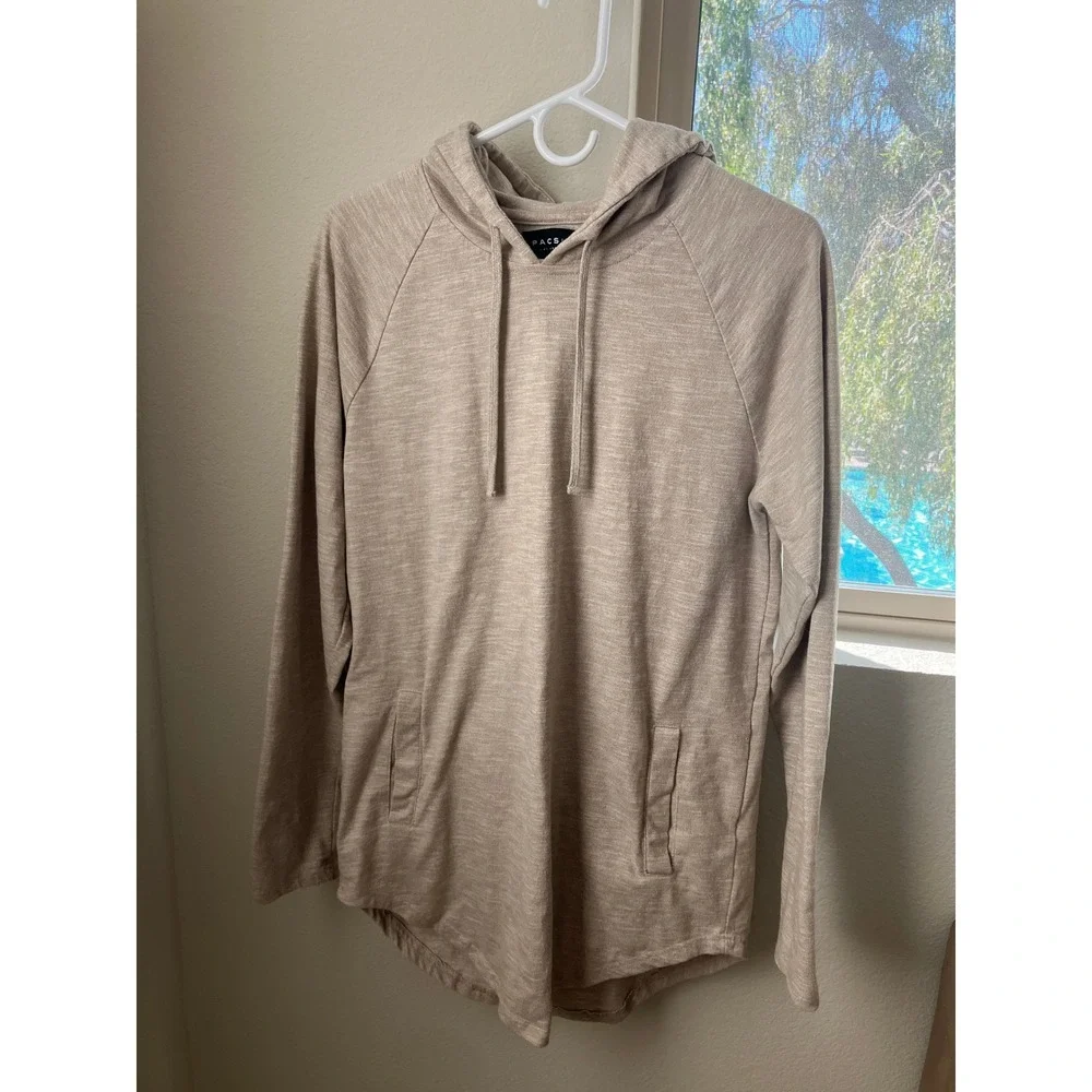 Pacsun Longer Fit Hoodie Beige Raglan Sleeve Pullover Casual Comfy - Picture 1 of 8